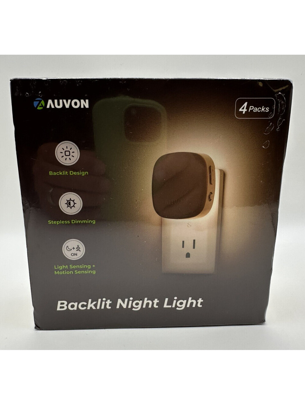 Auvon Backlit Night Light 4 Pack Light & Motion Sensing NEW & SEALED